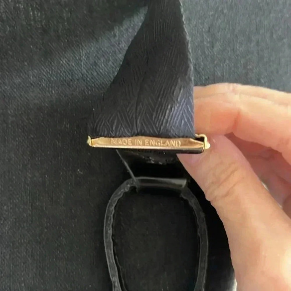 Suspenders 100% Silk Black Made in England Patent Leather with Gold Hardware - Picture 11 of 14